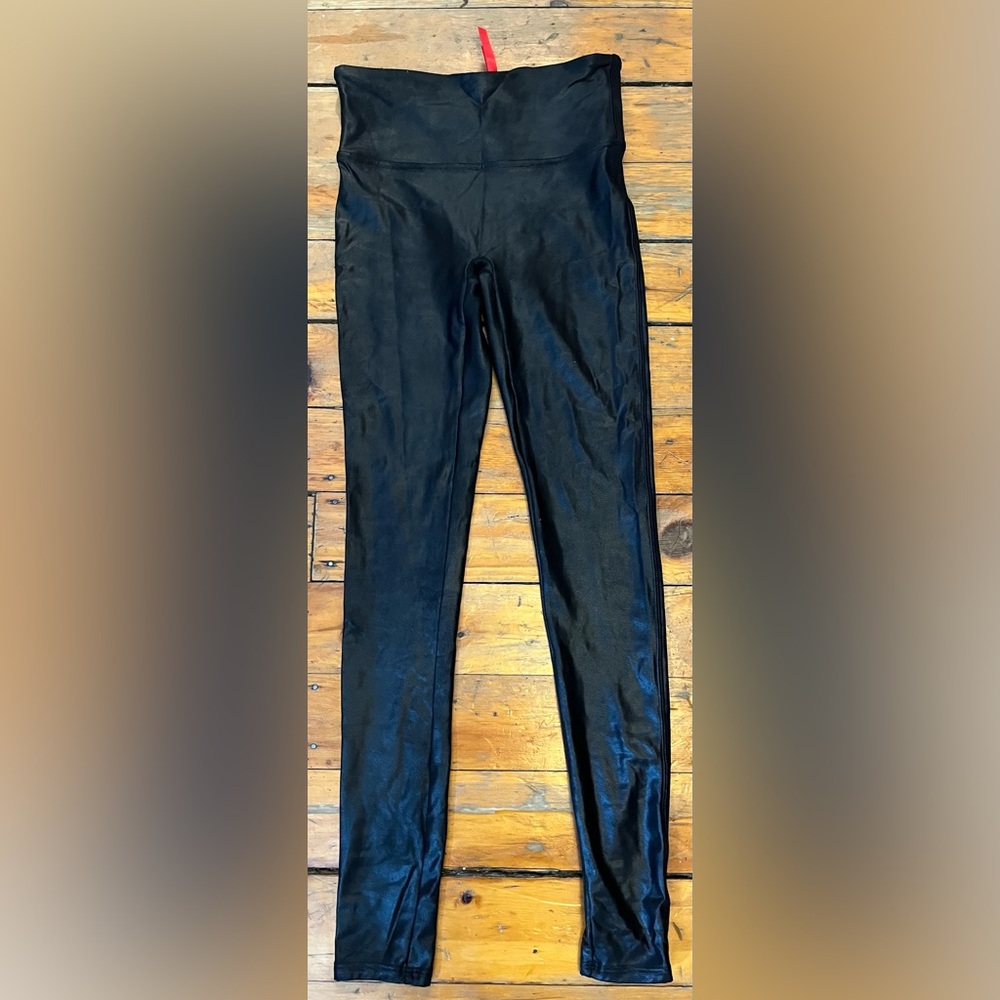 Spanx Women’s Black Faux Leather Leggings Full Length Size Small